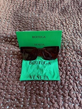 Bottega Veneta Dark Brown Oversized Square Sunglasses